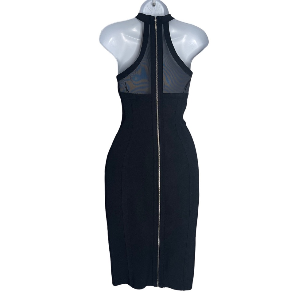 NWT Fashion Nova Midnight Escape Bandage Bodycon Halter Mesh Panels Dress XS - Picture 4 of 9